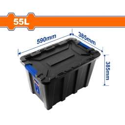 CONTENEDOR PLASTICO APILABLE NEGRO 55LT WADFOW WTB3355