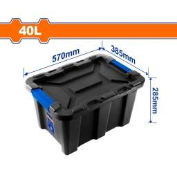 CONTENEDOR PLASTICO APILABLE NEGRO 40LT WADFOW WTB3340