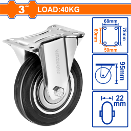 RUEDA METAL/GOMA RIGIDA 3" WADFOW WJL3331