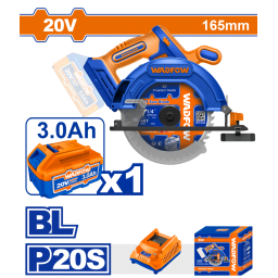 SIERRA CIRCULAR A BATERIA 20V 165MM C BAT Y CARG BRUSHLESS WADFOW WLWP5521