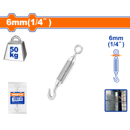 TENSOR DE CABLE GANCHO-ANILLO 1/4" 50KG WTHE1306 WADFOW